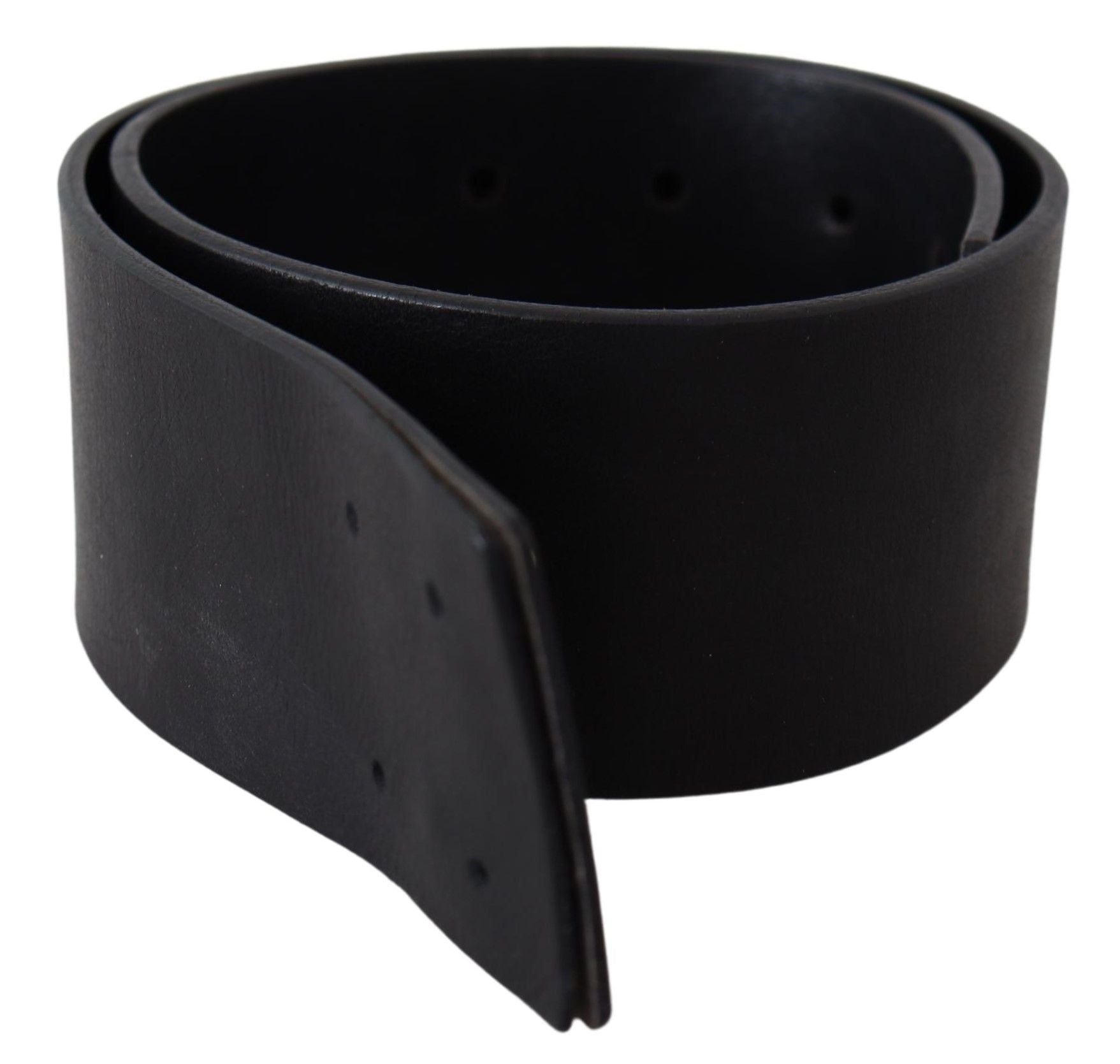 GF Ferre Elegant Solid Black Leather Belt - KALAJ