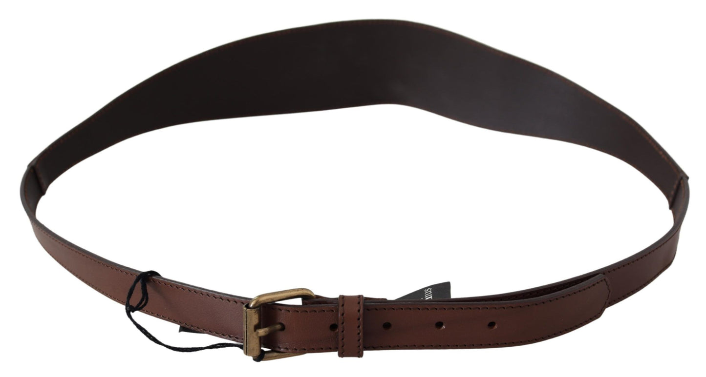 PLEIN SUD Chic Dark Brown Leather Fashion Belt - KALAJ