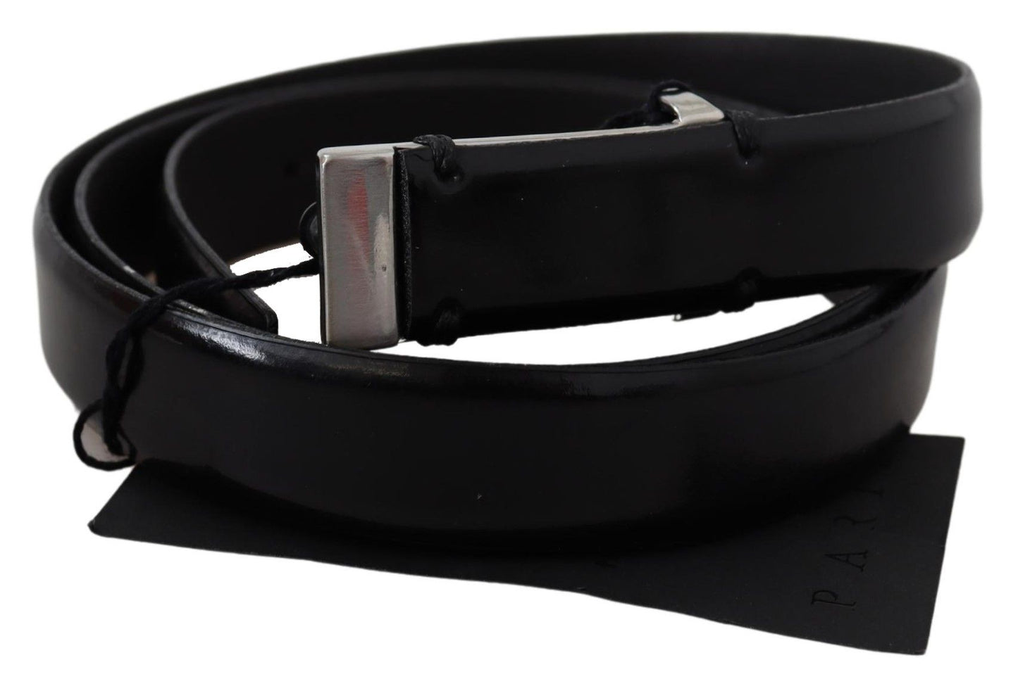 PLEIN SUD Elegant Black Leather Waist Belt - KALAJ