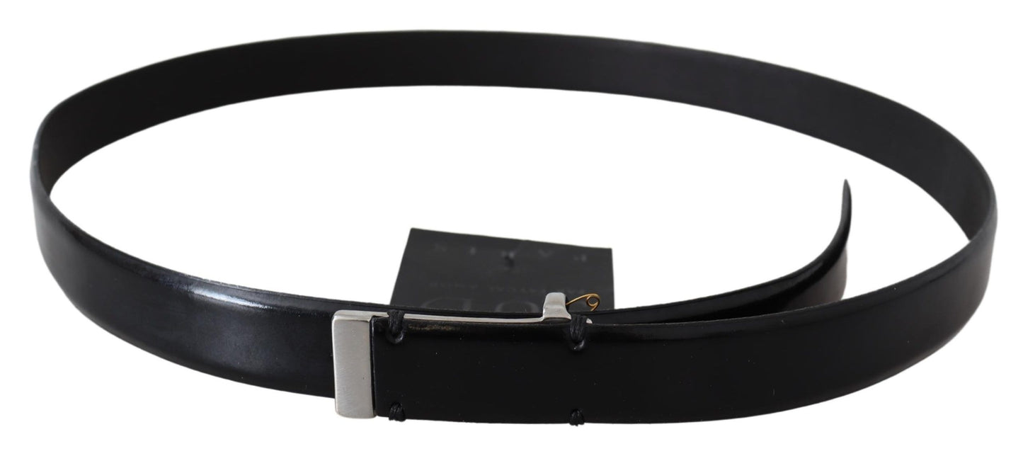 PLEIN SUD Elegant Black Leather Waist Belt - KALAJ