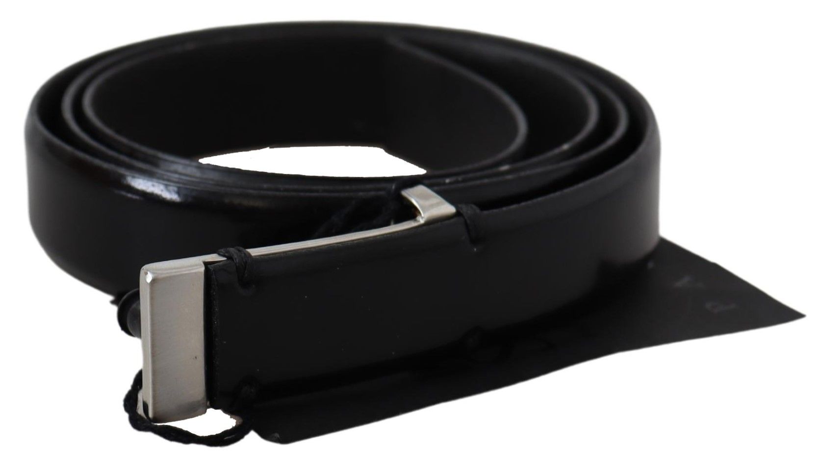 PLEIN SUD Elegant Black Leather Waist Belt - KALAJ