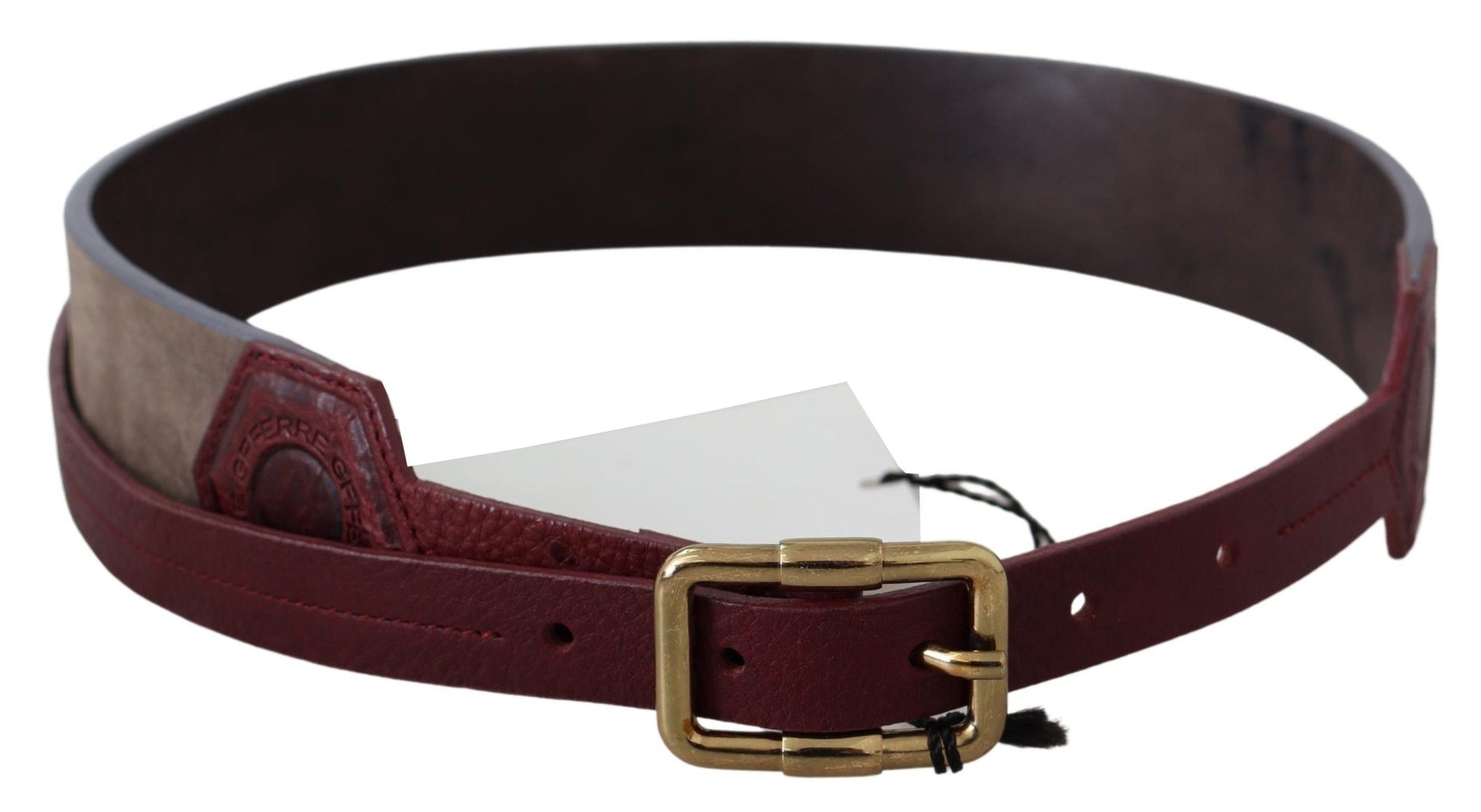 GF Ferre Elegant Brown Leather Belt with Gold Buckle - KALAJ