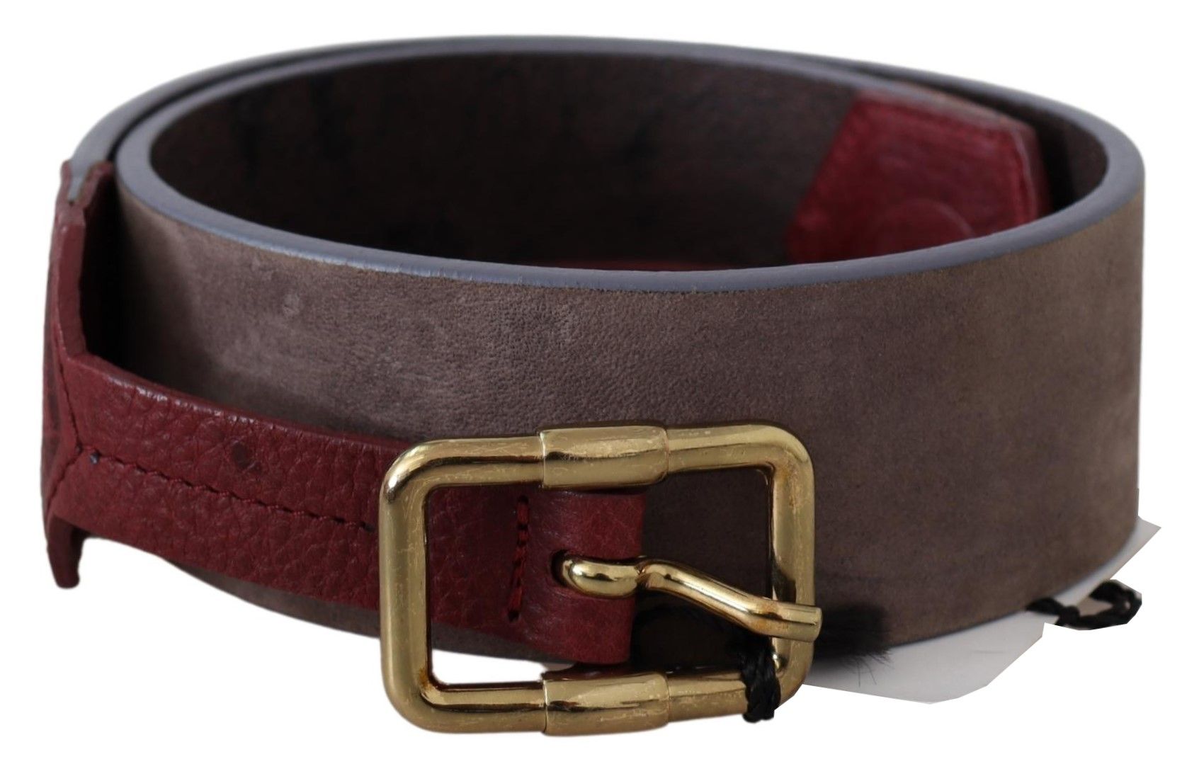 GF Ferre Elegant Brown Leather Belt with Gold Buckle - KALAJ