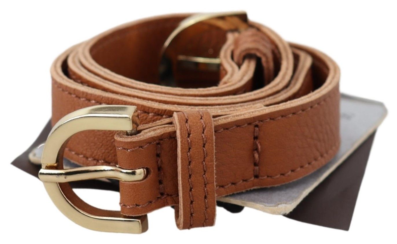 Scervino Street Elegant Brown Leather Double Buckle Belt - KALAJ