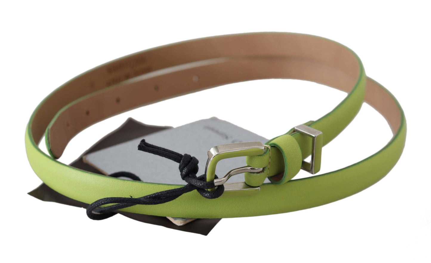 Scervino Street Classic Green Leather Belt with Silver-Tone Hardware - KALAJ