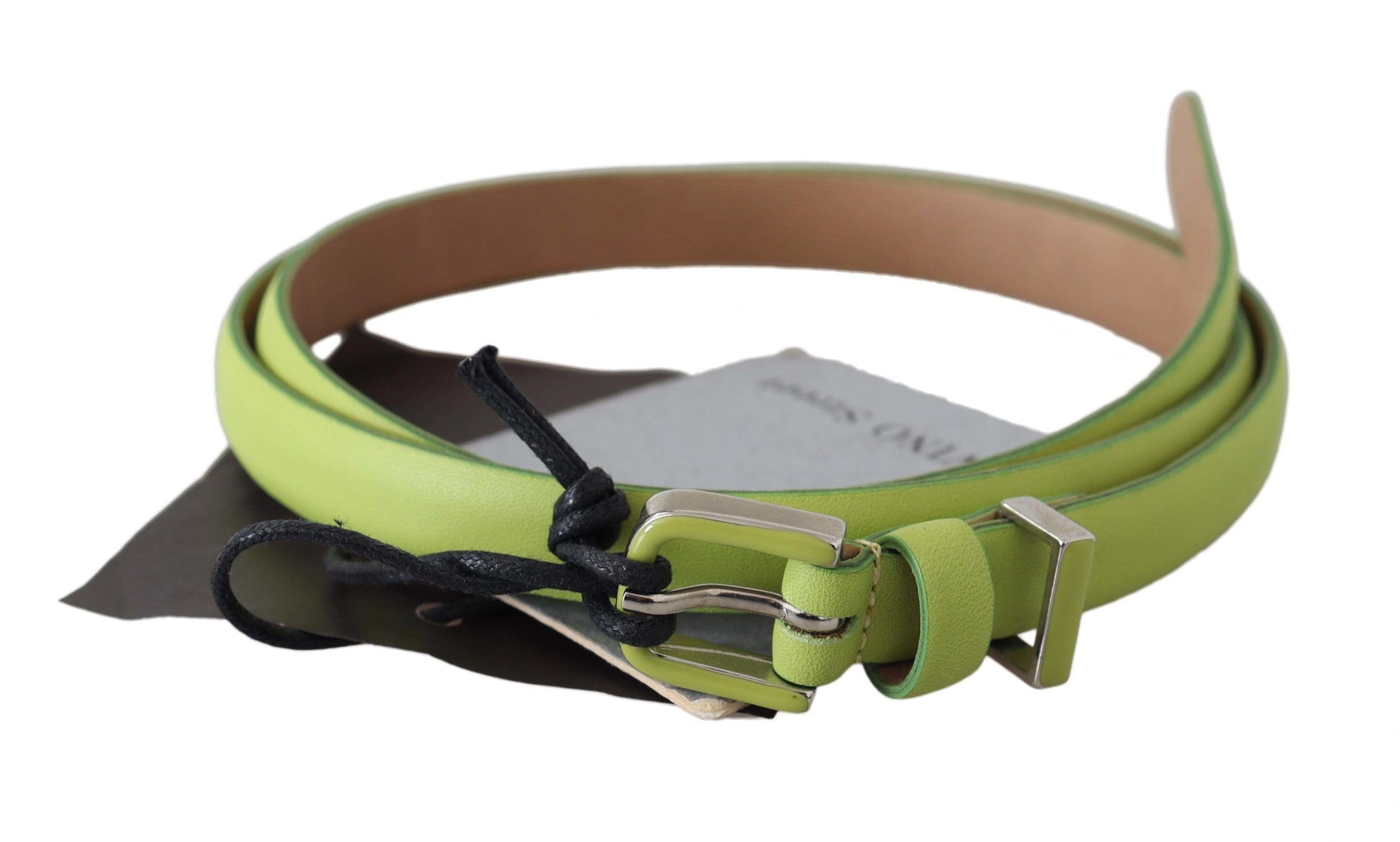 Scervino Street Classic Green Leather Belt with Silver-Tone Hardware - KALAJ