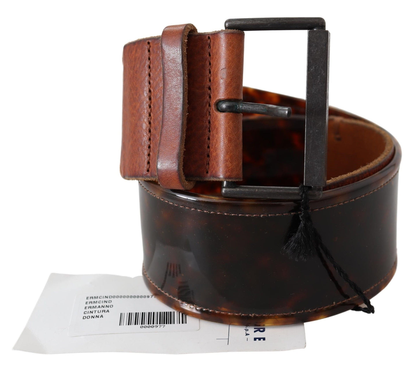 Ermanno Scervino Elegant Dark Brown Leather Belt with Vintage Buckle - KALAJ