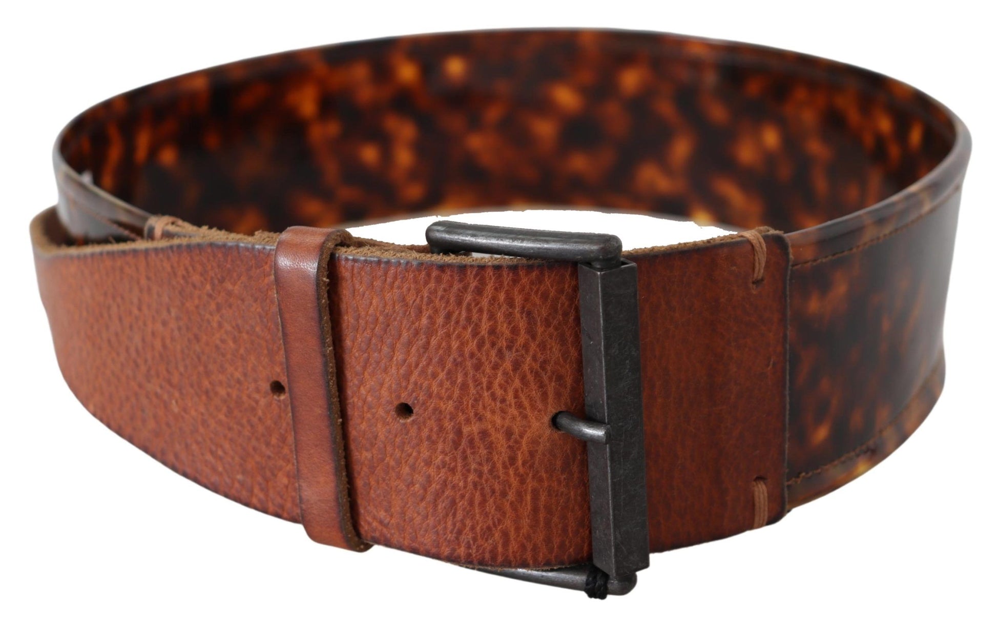 Ermanno Scervino Elegant Dark Brown Leather Belt with Vintage Buckle - KALAJ