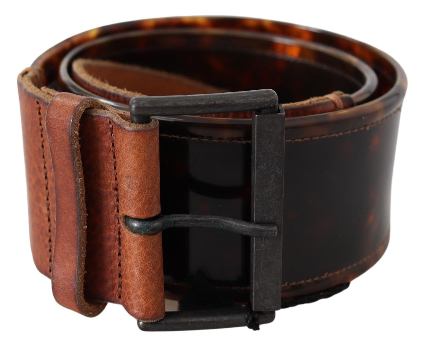 Ermanno Scervino Elegant Dark Brown Leather Belt with Vintage Buckle - KALAJ