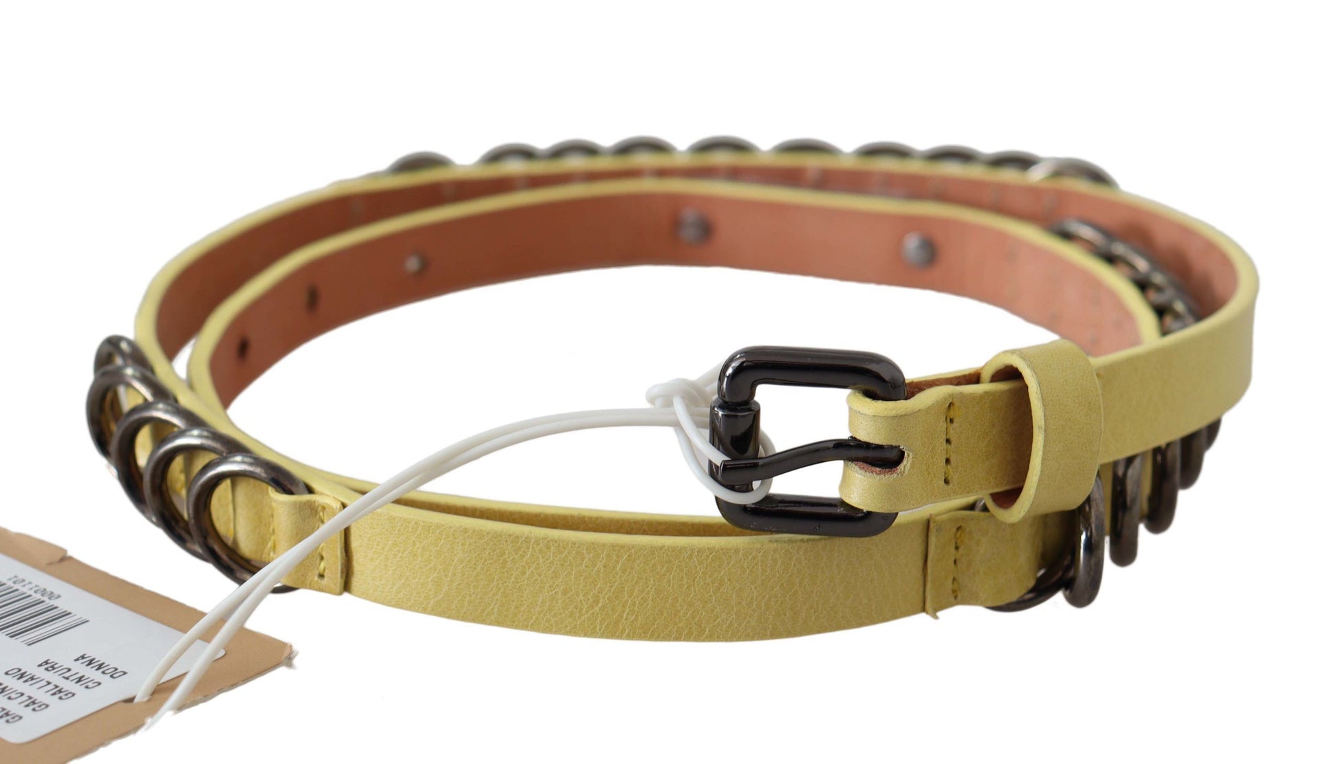 John Galliano Chic Yellow Leather Skinny Belt - KALAJ