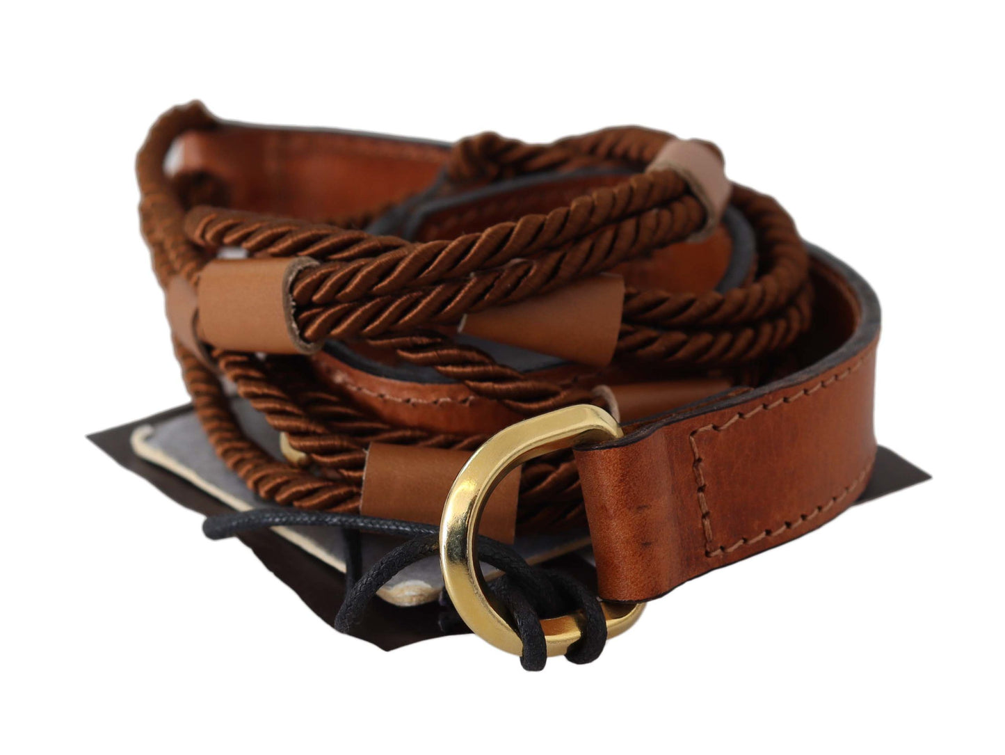 Scervino Street Elegant Braided Leather Belt in Dark Brown - KALAJ