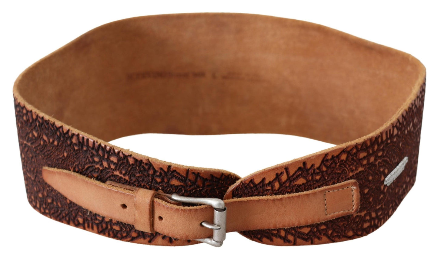 Scervino Street Elegant Brown Leather Fashion Belt - KALAJ