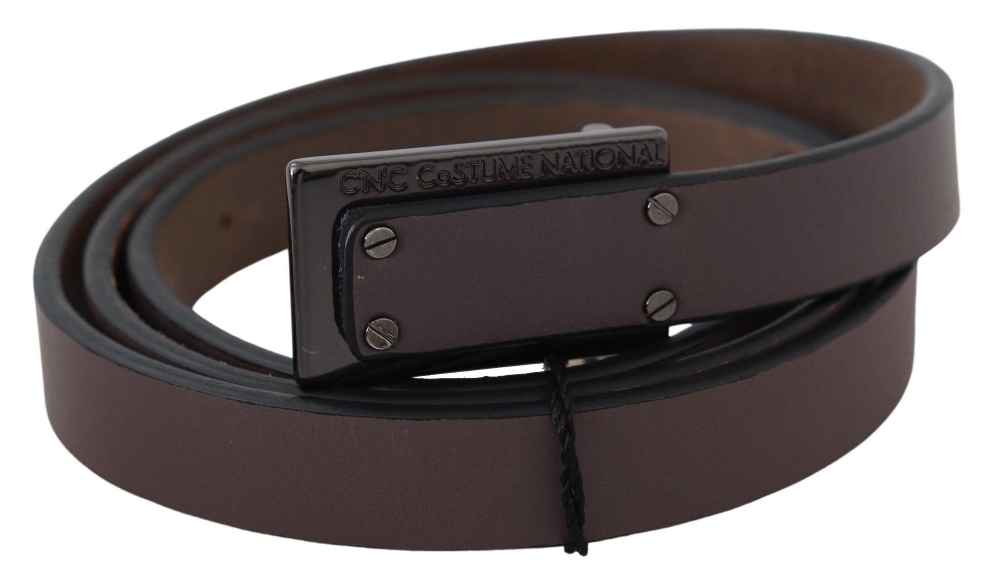 Costume National Elegant Dark Brown Leather Belt - KALAJ