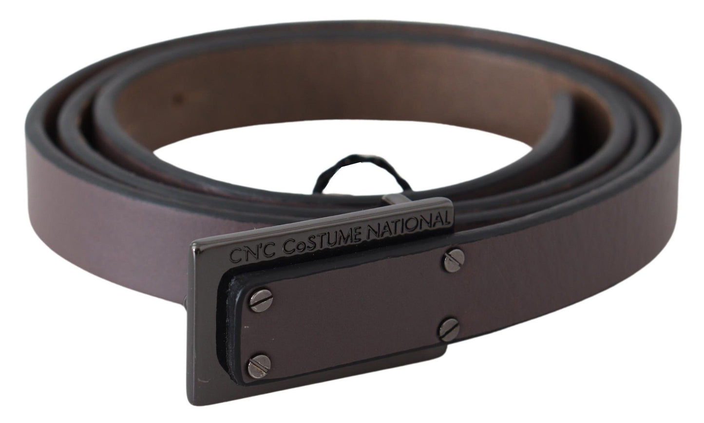 Costume National Elegant Dark Brown Leather Belt - KALAJ