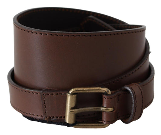 PLEIN SUD Elegant Rustic Gold-Tone Leather Belt - KALAJ