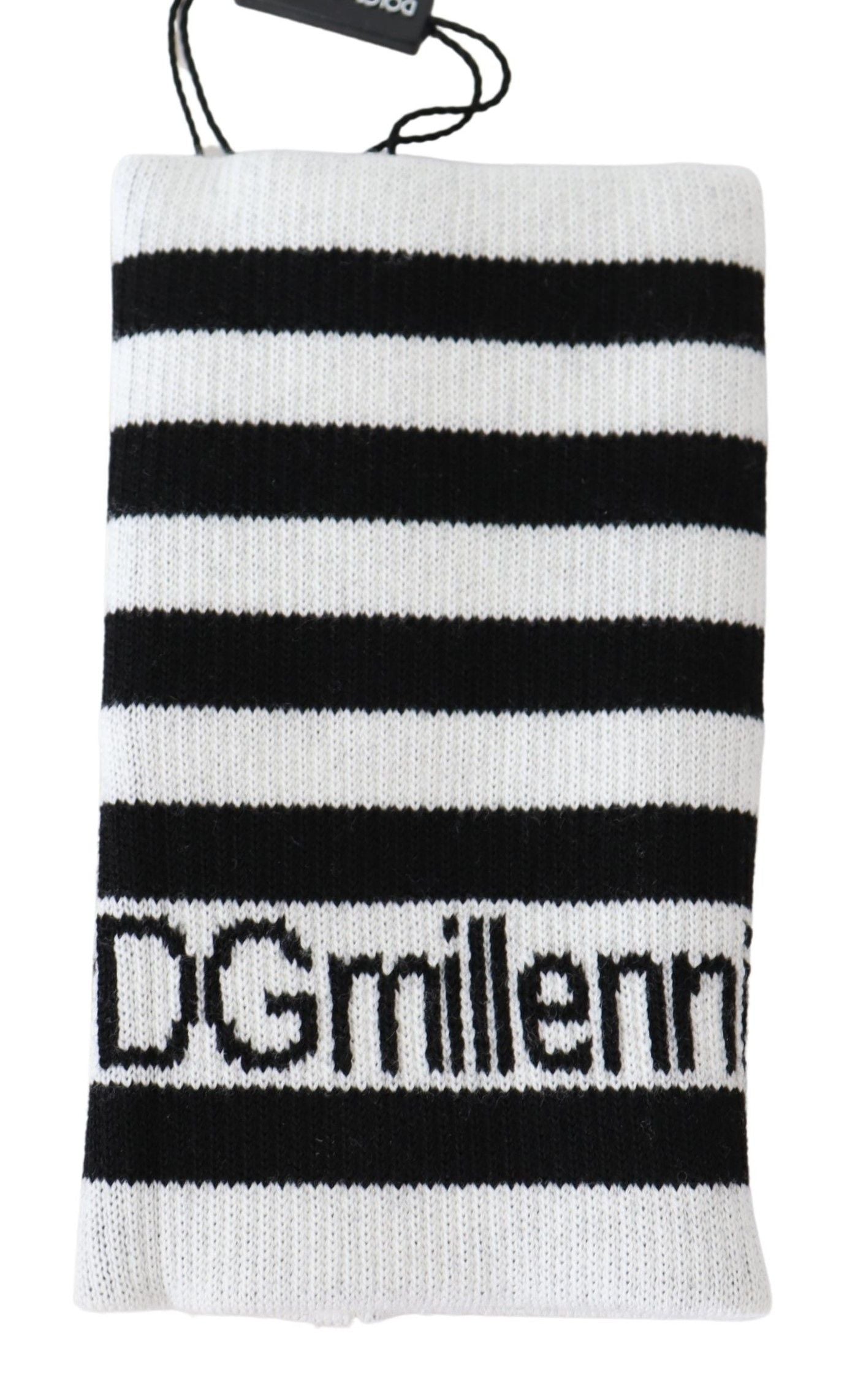 Dolce & Gabbana Elegant Black & White Wool Blend Wrist Wrap - KALAJ