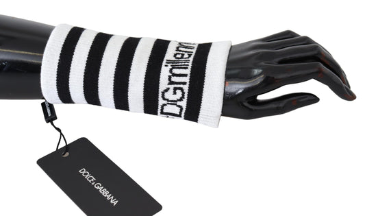 Dolce & Gabbana Elegant Black & White Wool Blend Wrist Wrap - KALAJ