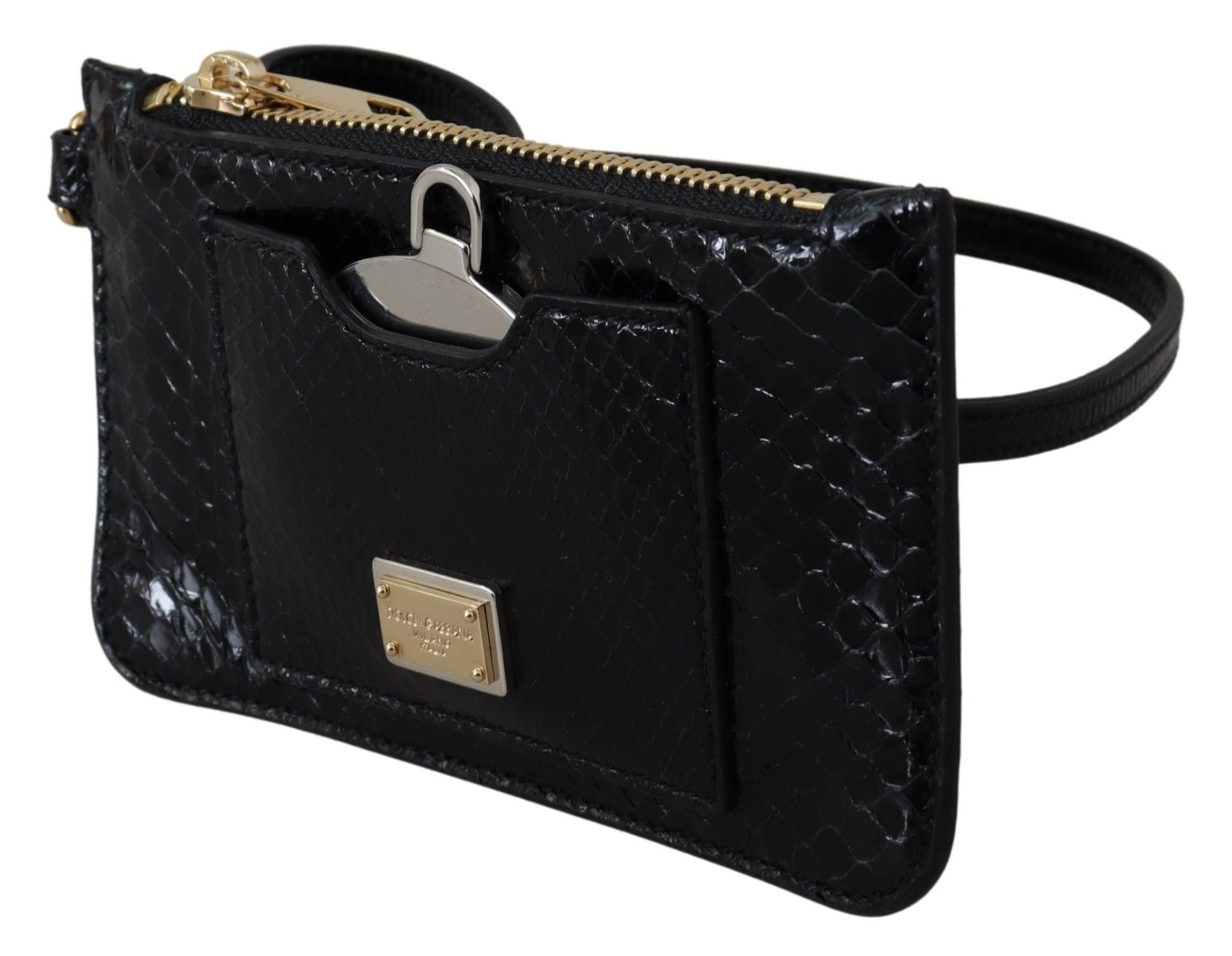 Dolce & Gabbana Elegant Python Pattern Leather Wristlet Wallet - KALAJ