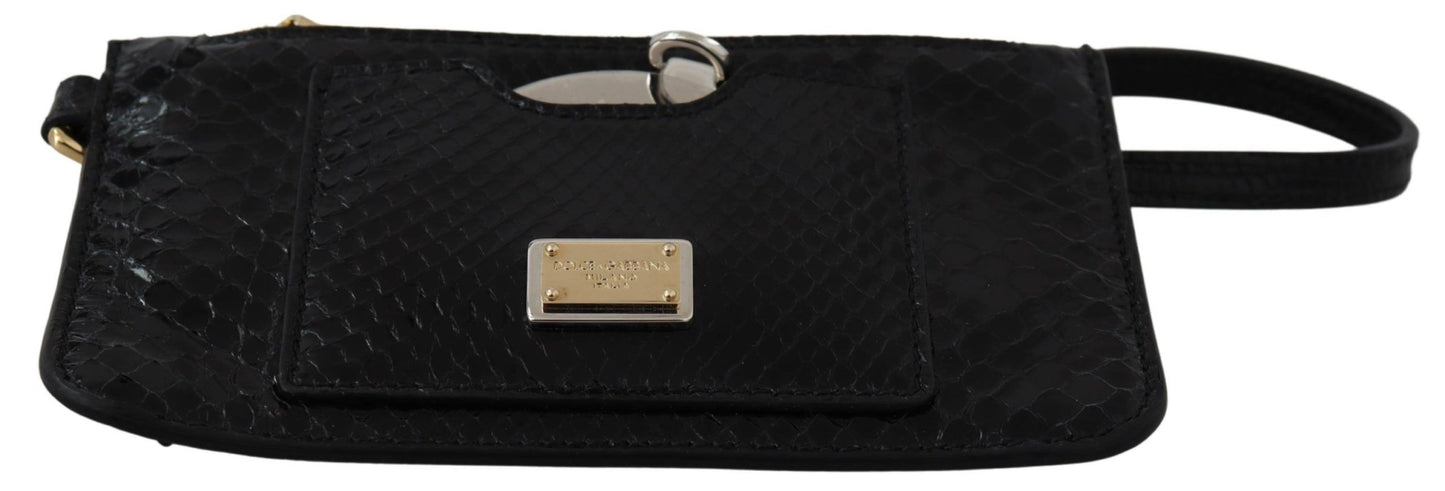 Dolce & Gabbana Elegant Python Pattern Leather Wristlet Wallet - KALAJ