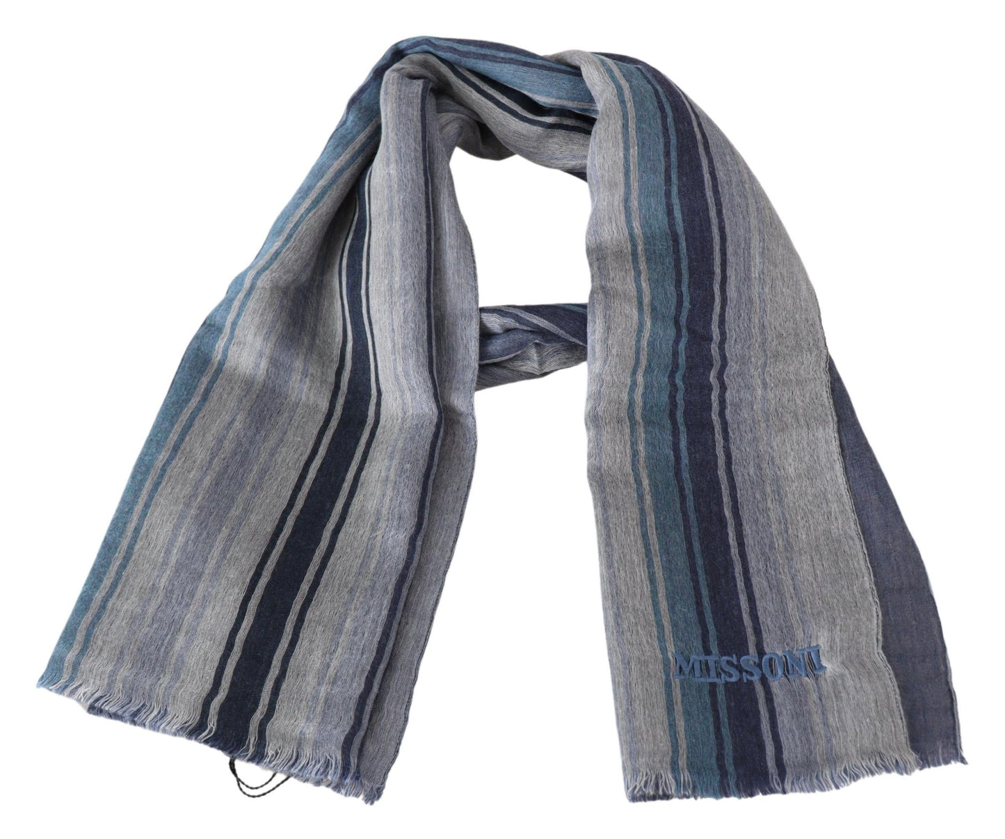 Missoni Elegant Multicolor Wool Scarf with Logo Embroidery - KALAJ