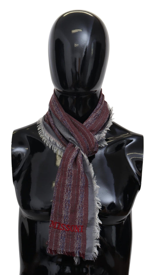 Missoni Elegant Wool Striped Logo Scarf - KALAJ