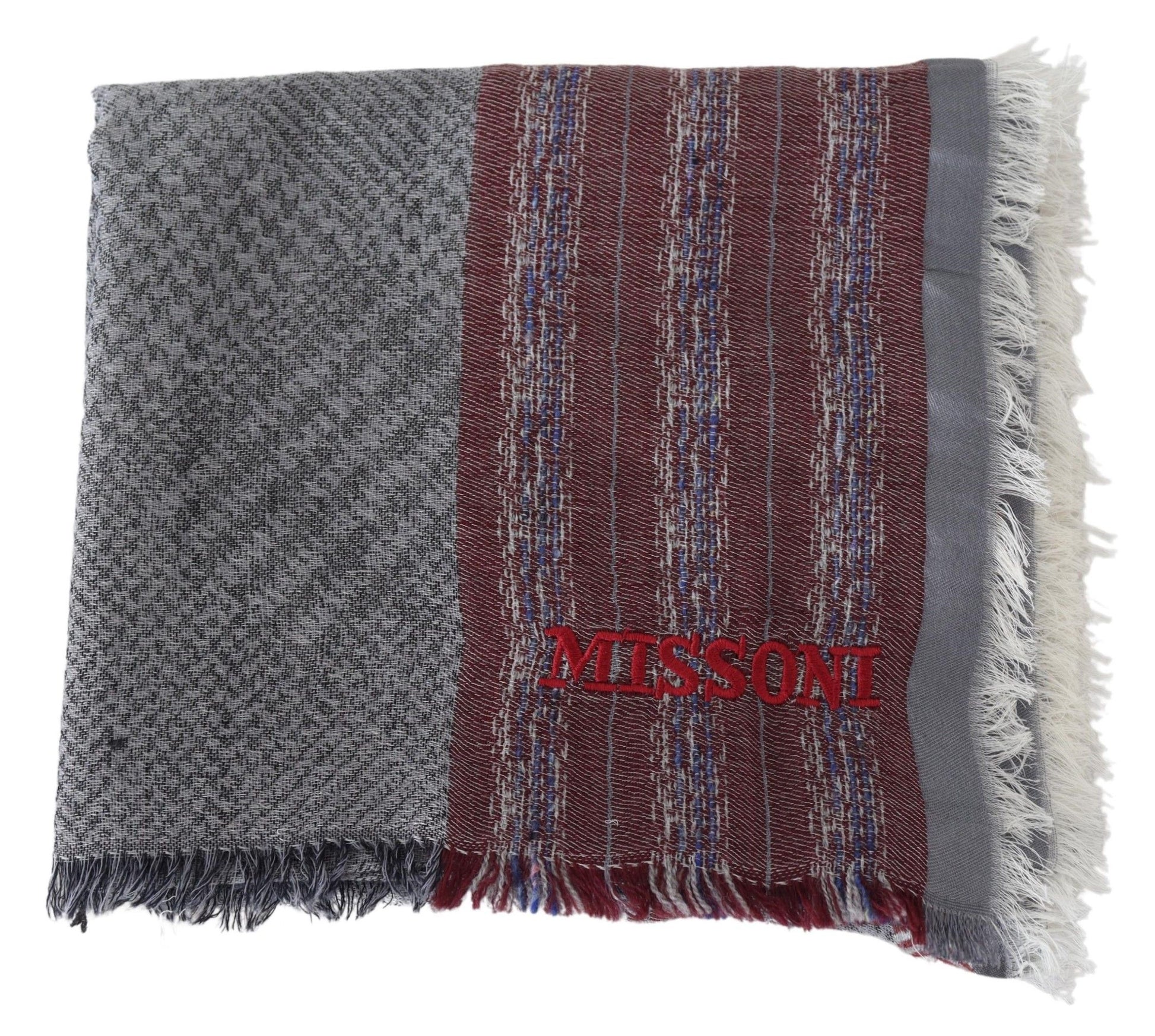 Missoni Elegant Wool Striped Logo Scarf - KALAJ