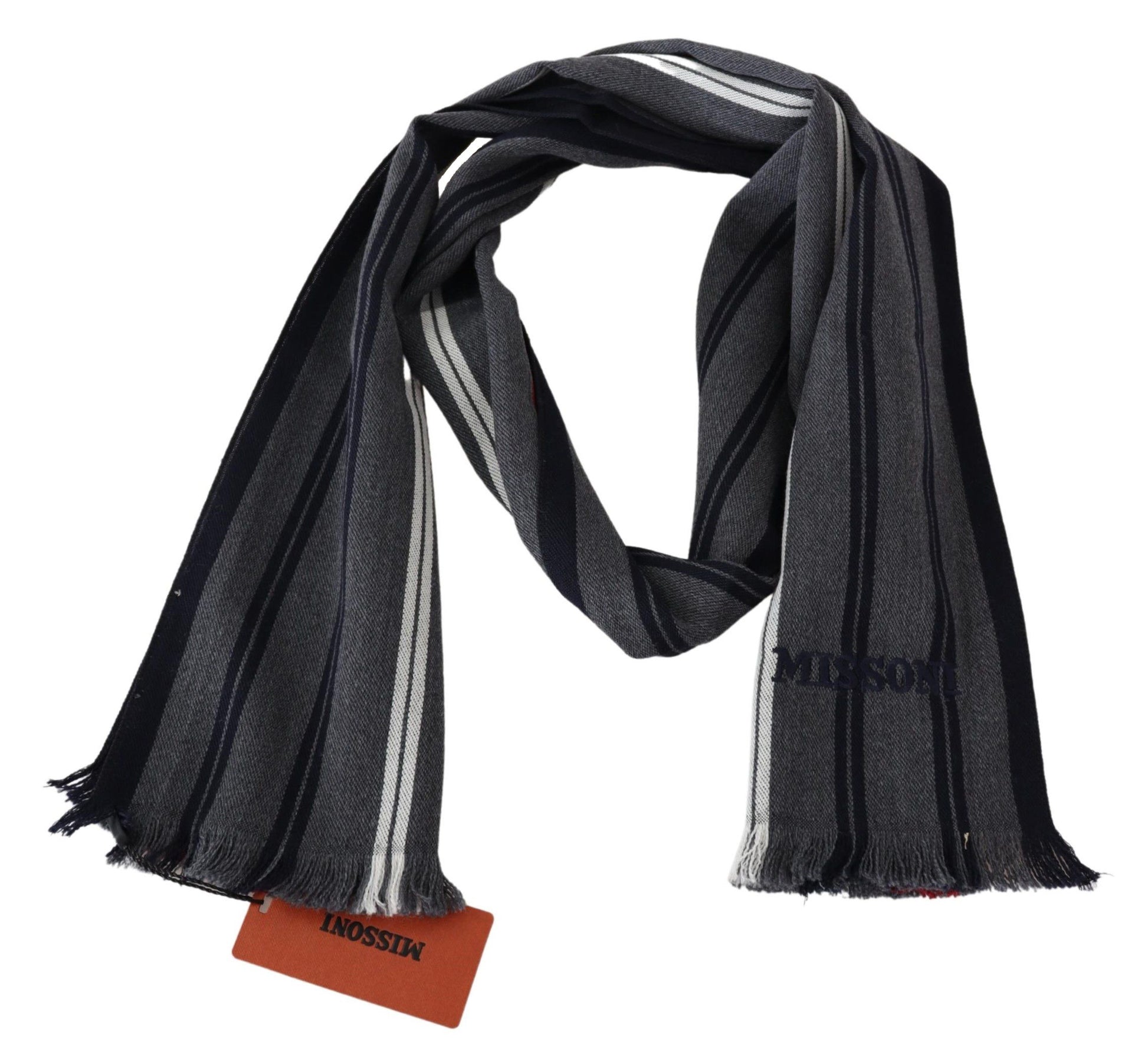 Missoni Elegant Multicolor Wool Scarf with Logo Embroidery - KALAJ