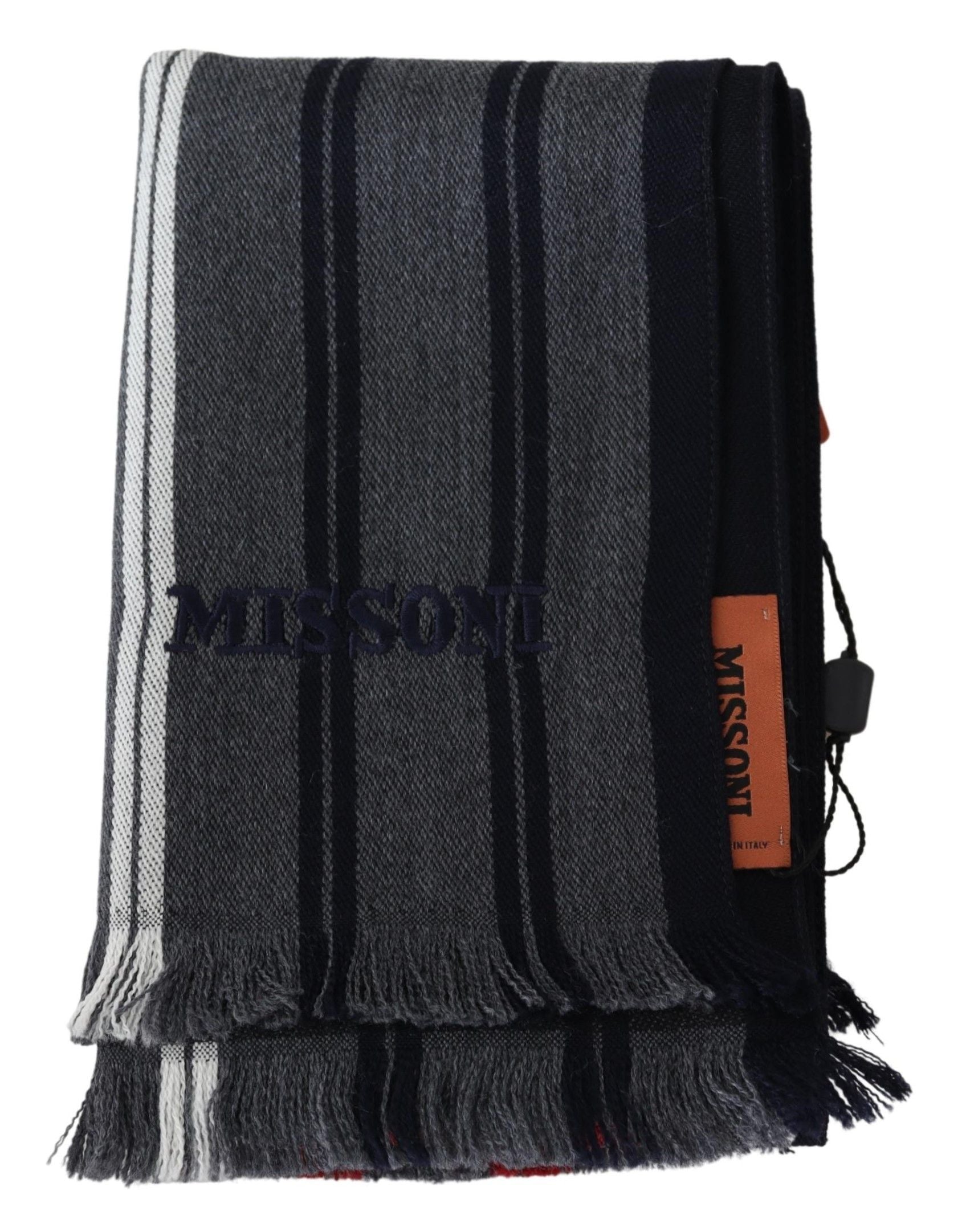 Missoni Elegant Multicolor Wool Scarf with Logo Embroidery - KALAJ