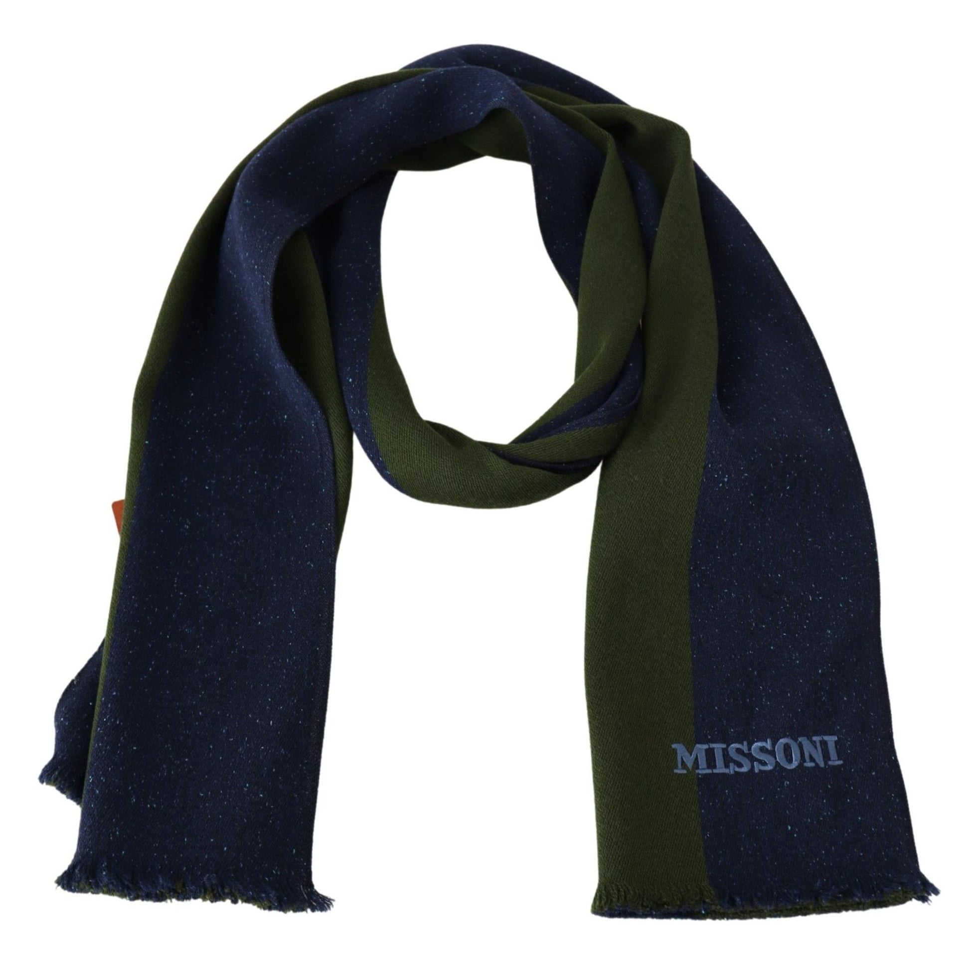 Missoni Authentic Wool Scarf with Stripes and Logo Embroidery - KALAJ