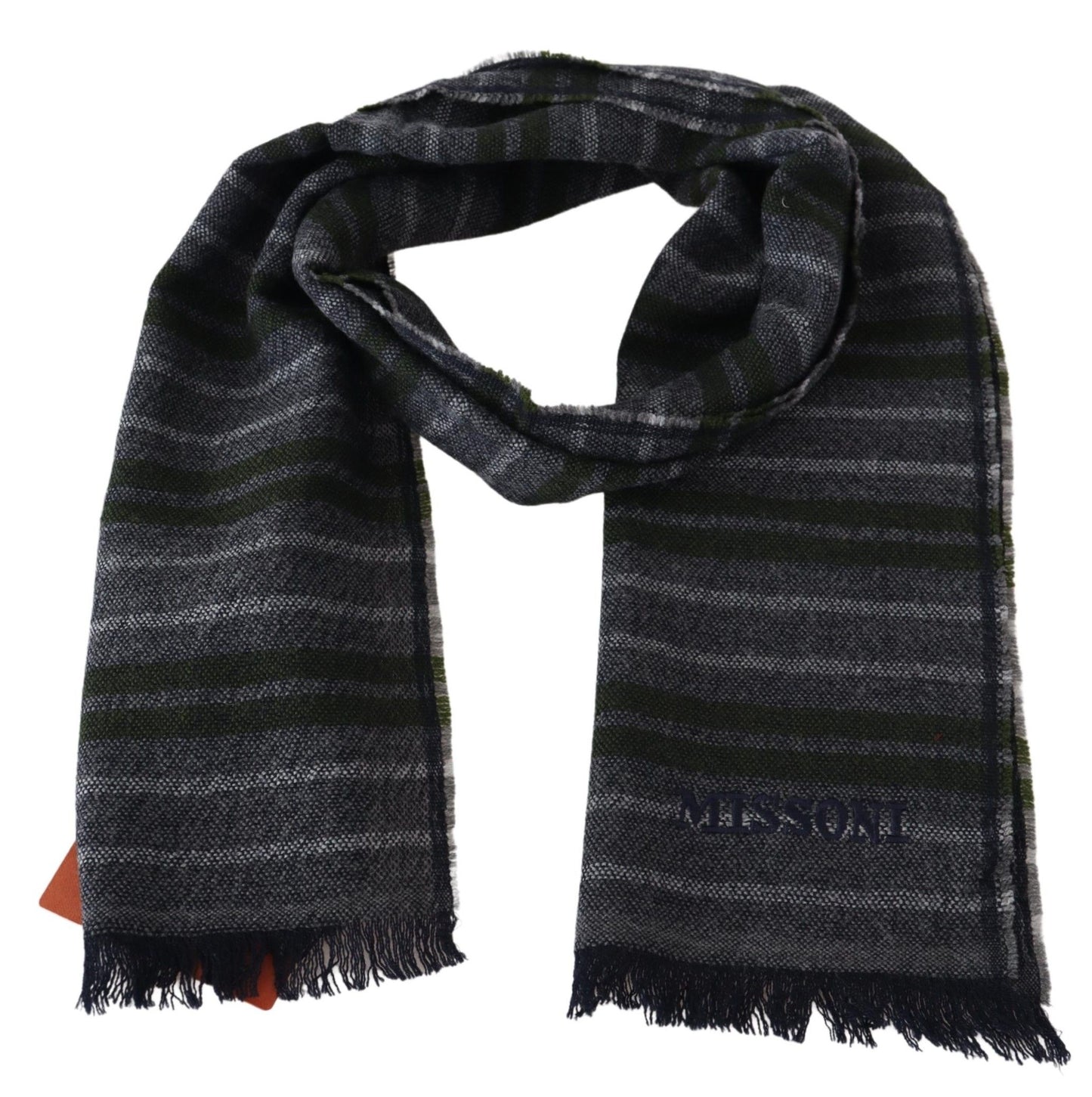 Missoni Chic Striped Wool Scarf with Logo Embroidery - KALAJ