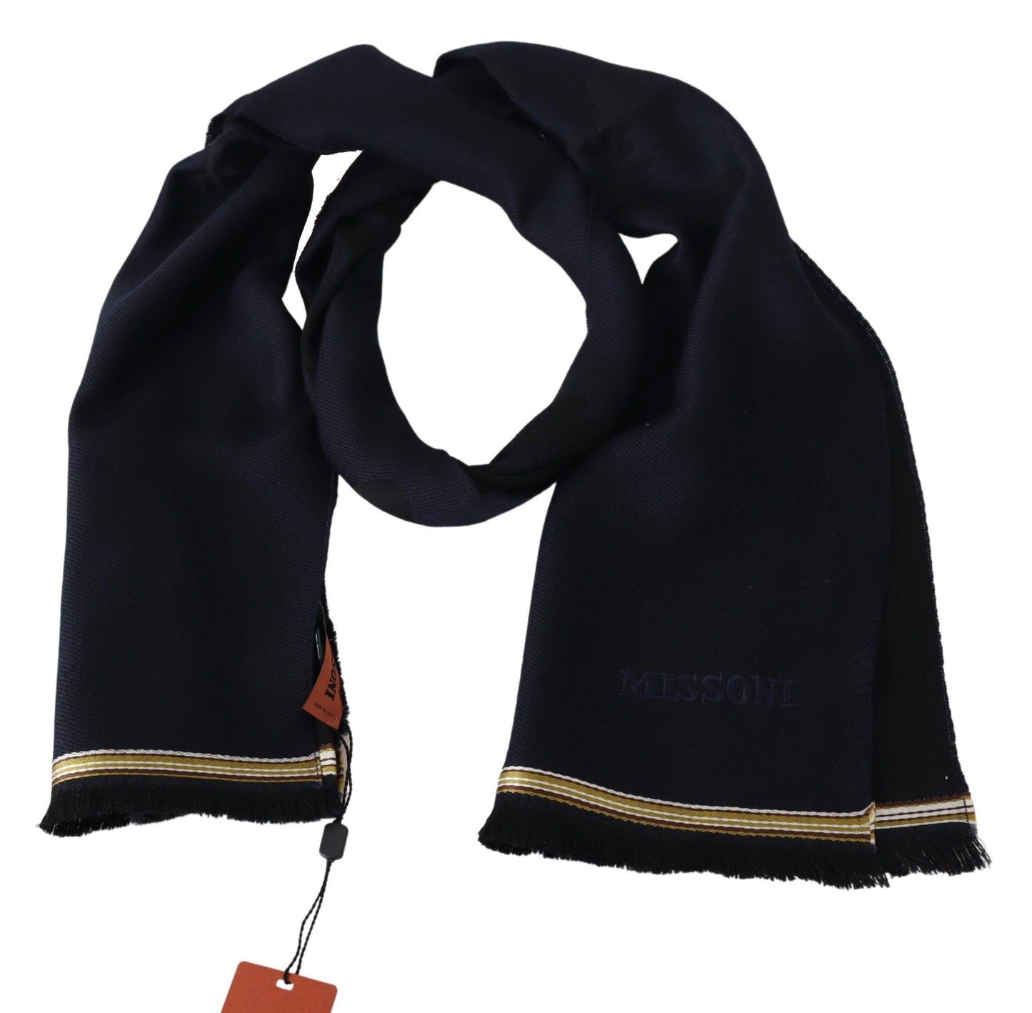 Missoni Elegant Unisex Wool Scarf with Embroidered Logo - KALAJ