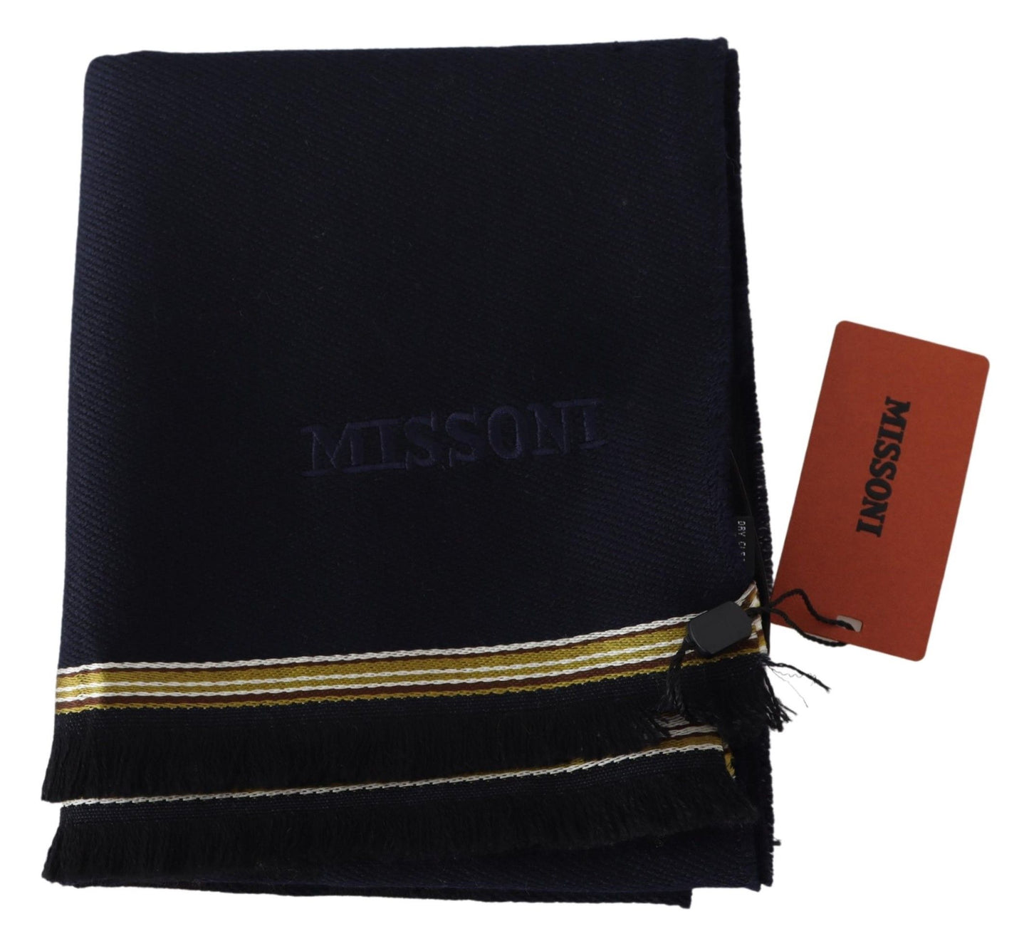 Missoni Elegant Unisex Wool Scarf with Embroidered Logo - KALAJ