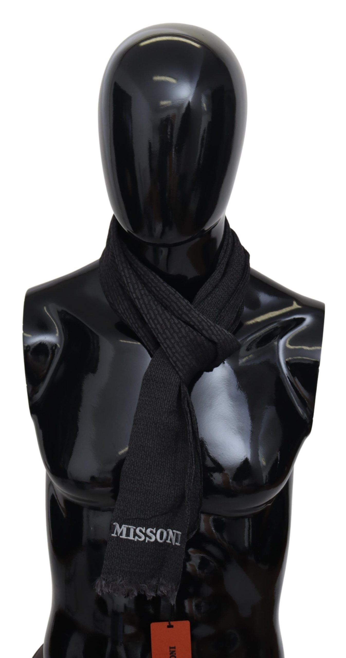 Missoni Elegant Black Wool Fringed Scarf - KALAJ