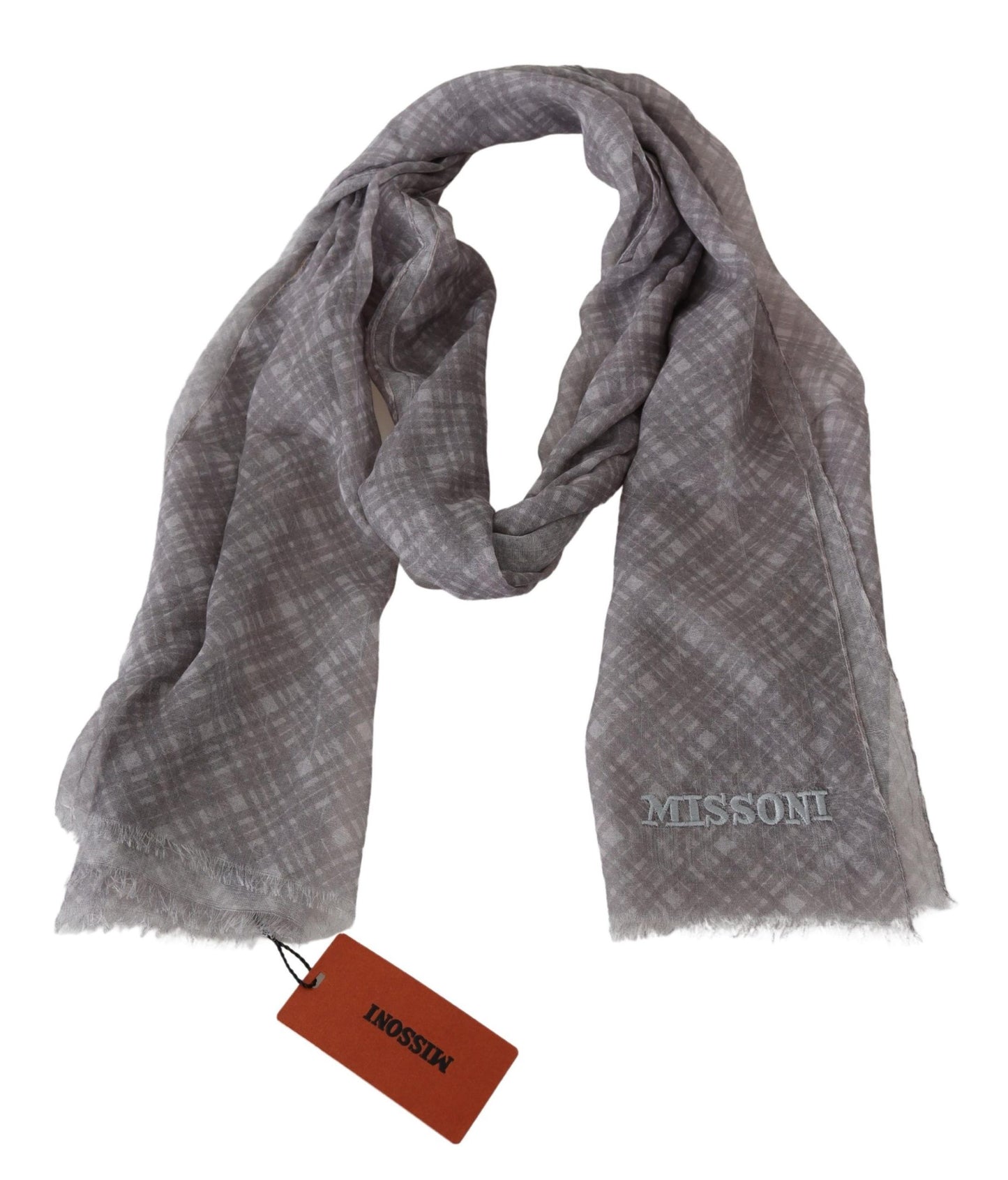 Missoni Elegant Wool Silk Blend Plaid Scarf - KALAJ