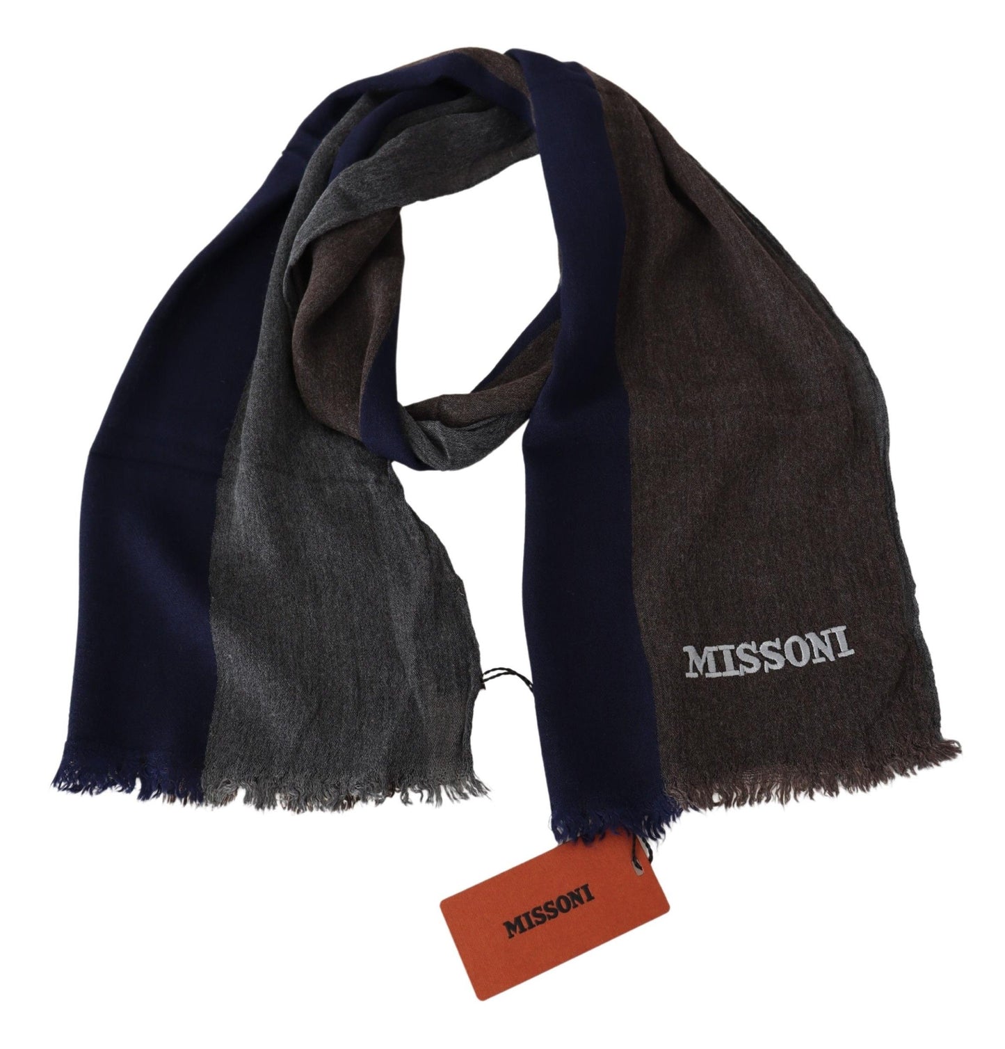 Missoni Elegant Multicolor Wool Scarf with Signature Embroidery - KALAJ