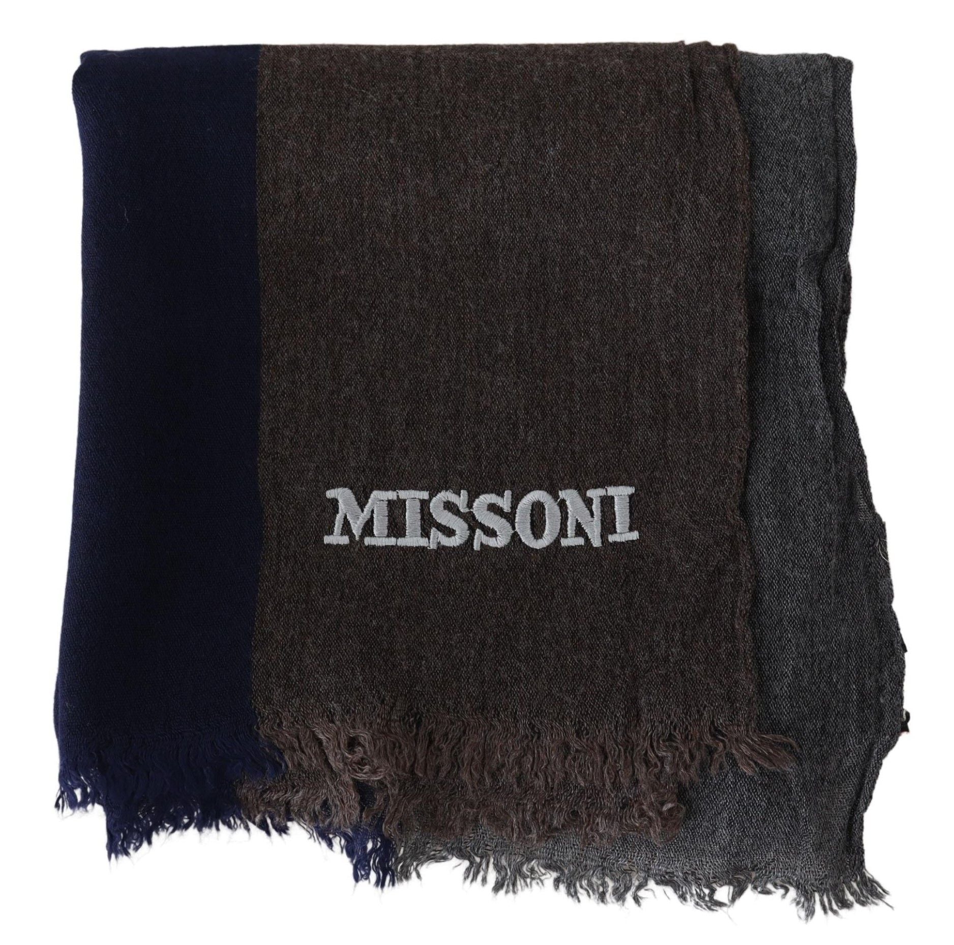 Missoni Elegant Multicolor Wool Scarf with Signature Embroidery - KALAJ