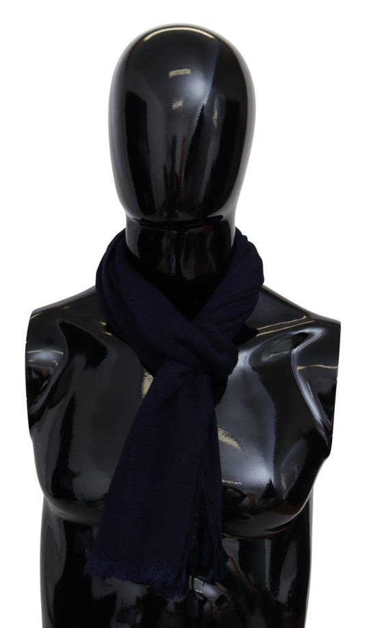 Missoni Elegant Blue Wool Scarf with Embroidered Logo - KALAJ