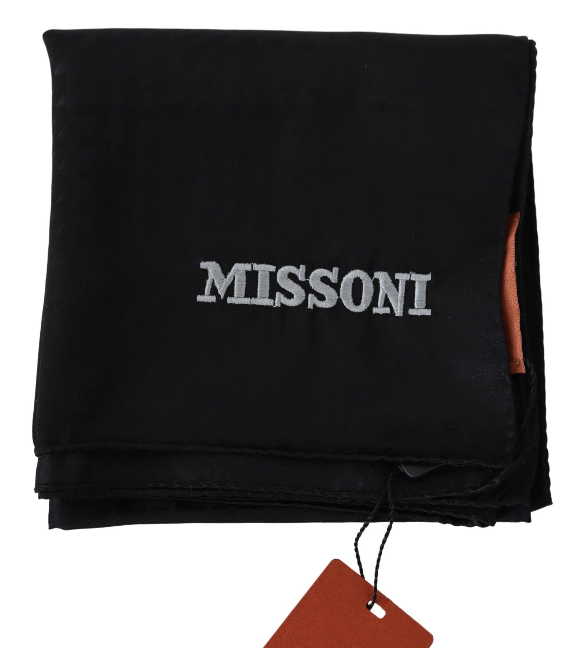 Missoni Elegant Black Wool Scarf with Logo Embroidery - KALAJ