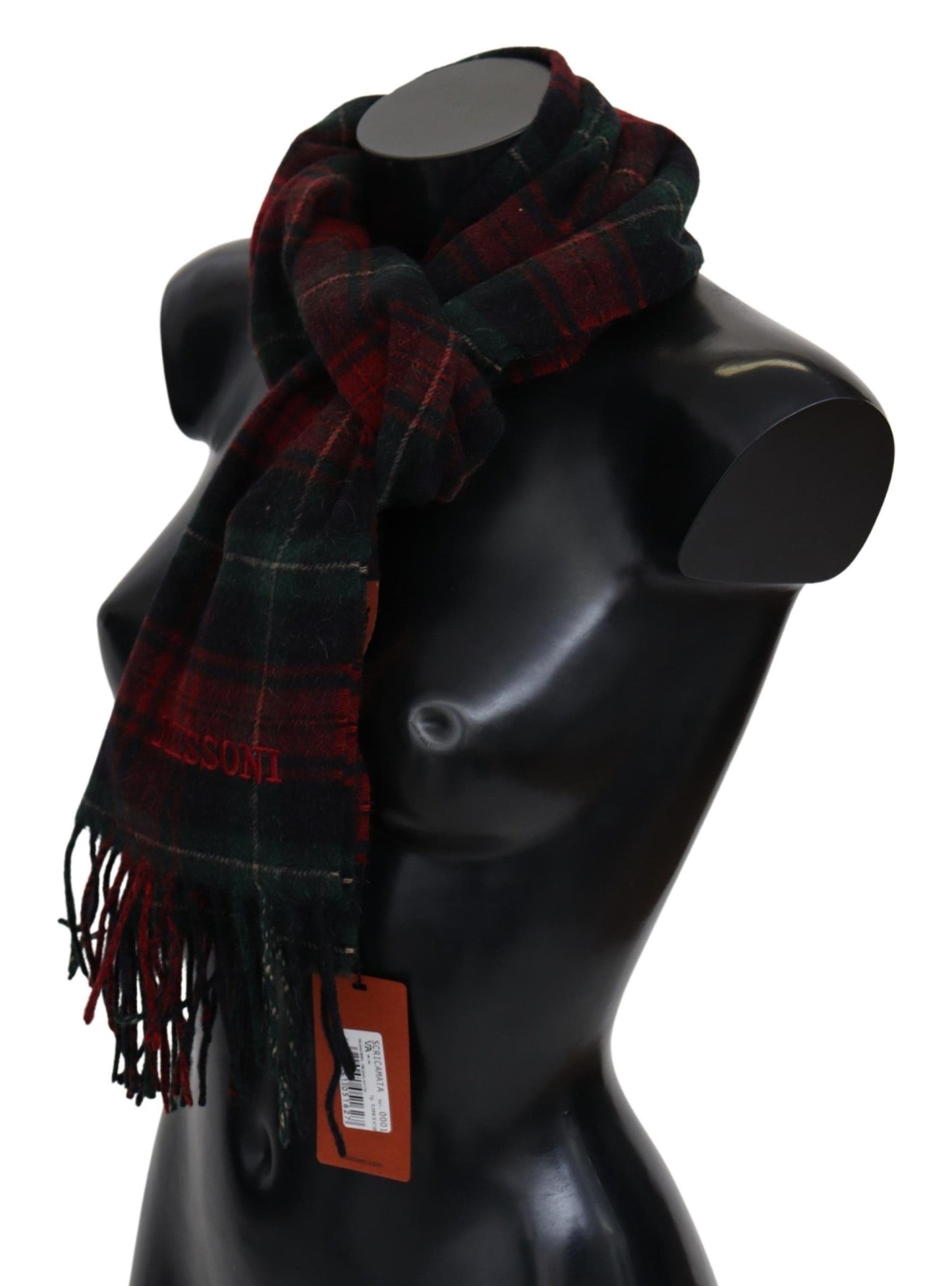 Missoni Elegant Check Wool Scarf with Logo Embroidery - KALAJ