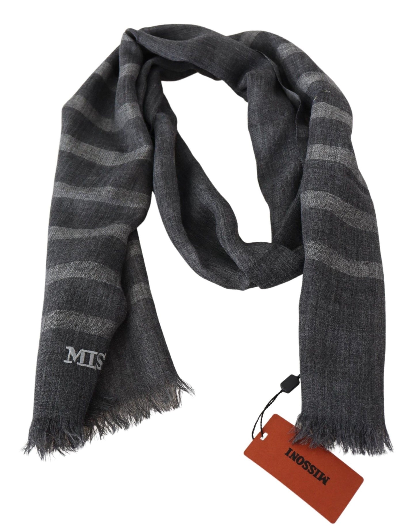 Missoni Elegant Unisex Wool Scarf with Logo Embroidery - KALAJ