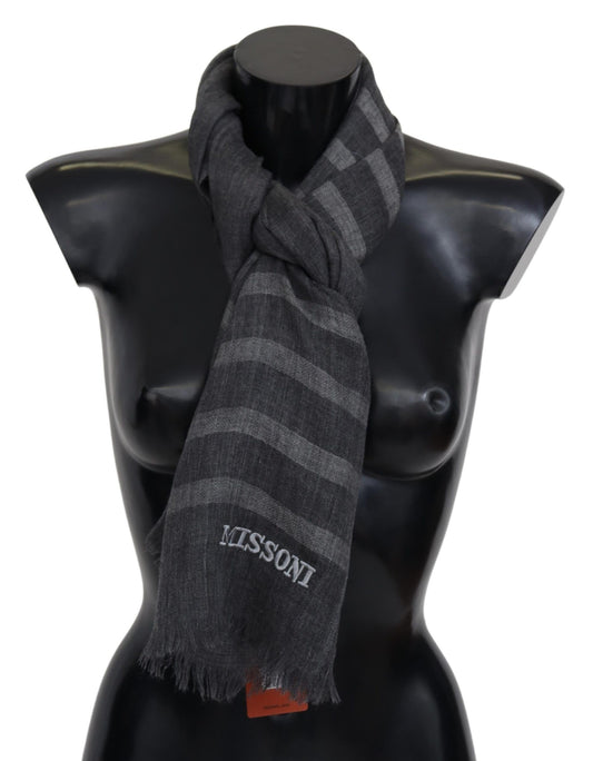 Missoni Elegant Unisex Wool Scarf with Logo Embroidery - KALAJ