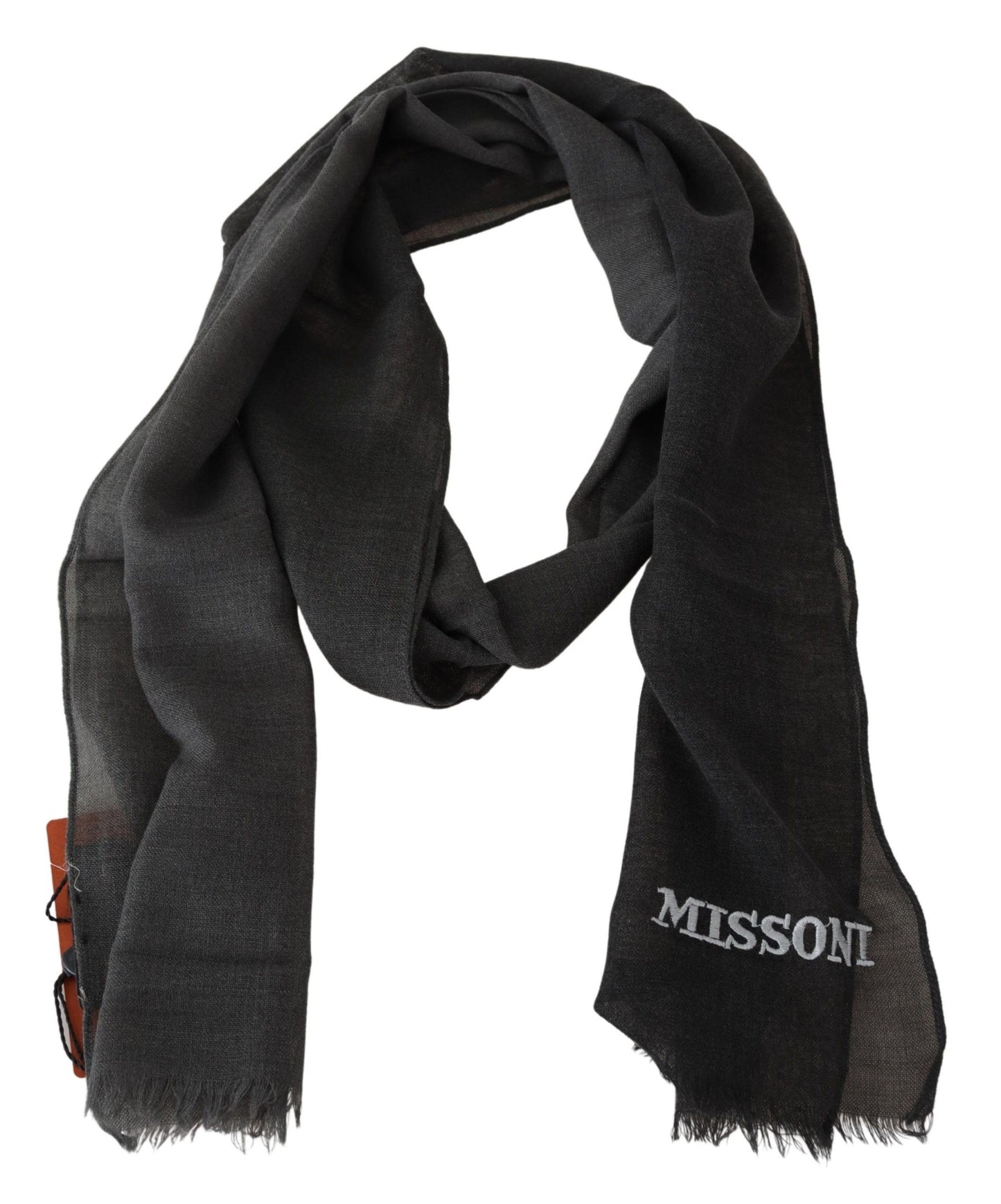 Missoni Elegant Black Wool Scarf with Fringes - KALAJ