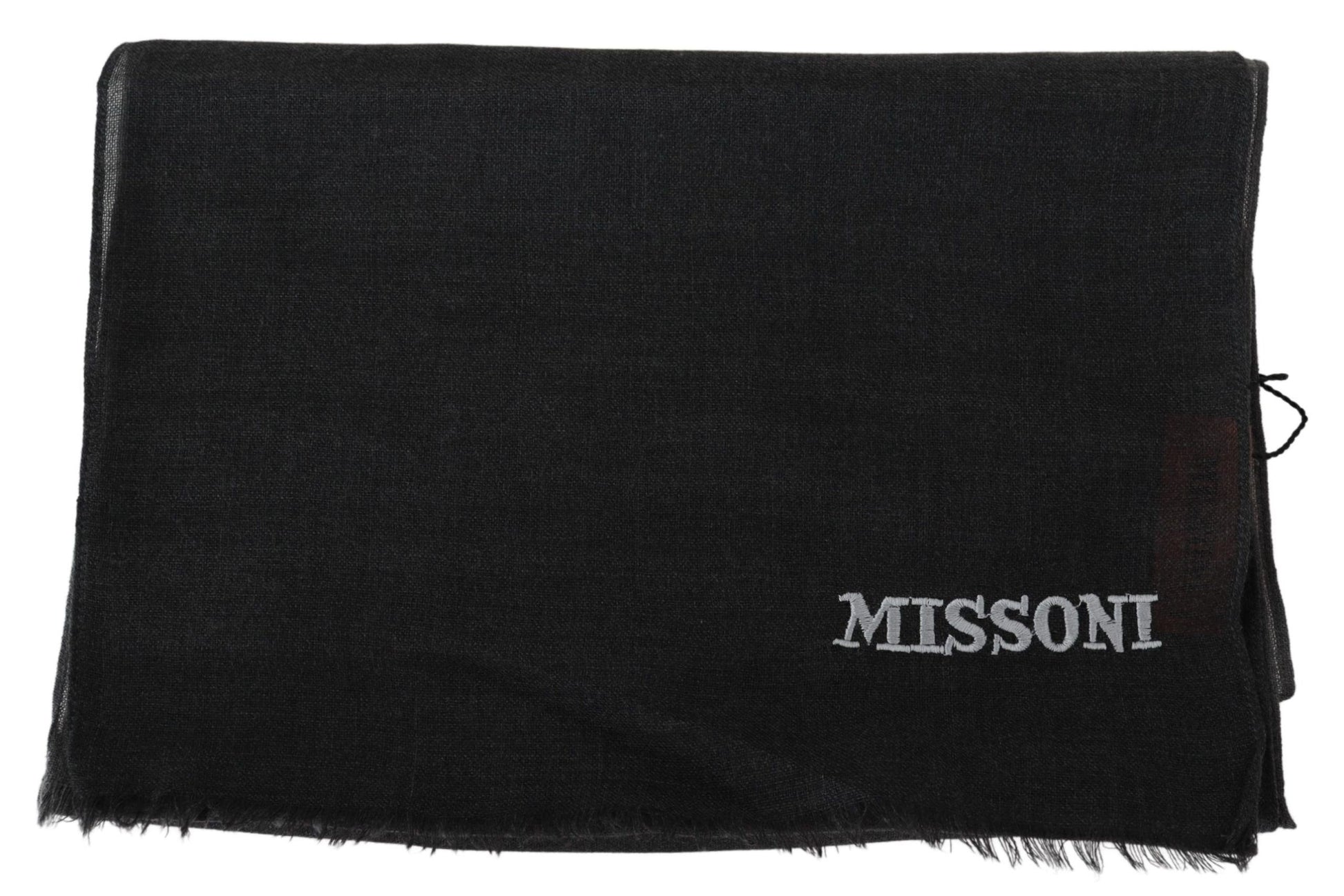 Missoni Elegant Black Wool Scarf with Fringes - KALAJ