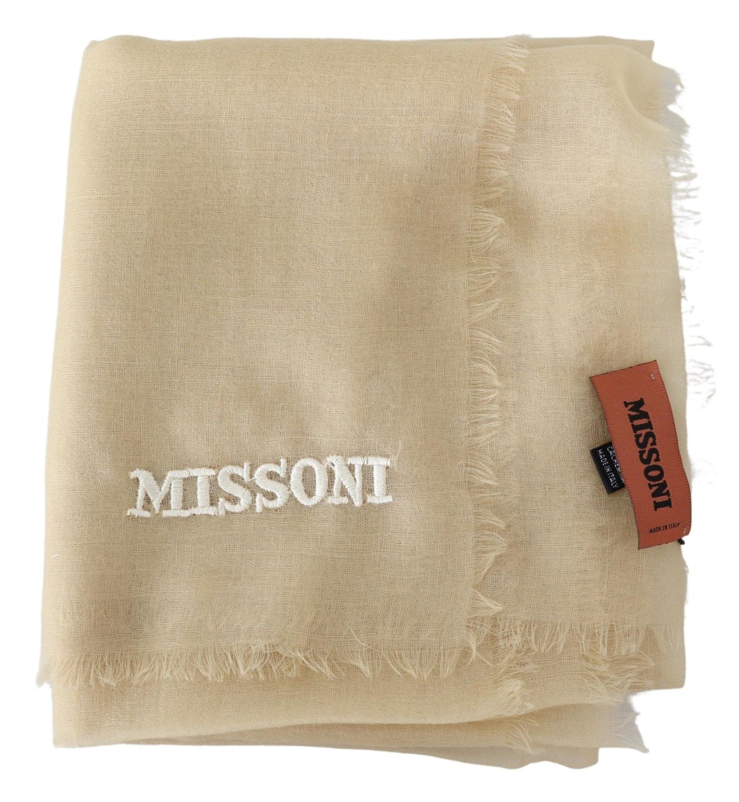 Missoni Elegant Cashmere Scarf in Beige - KALAJ