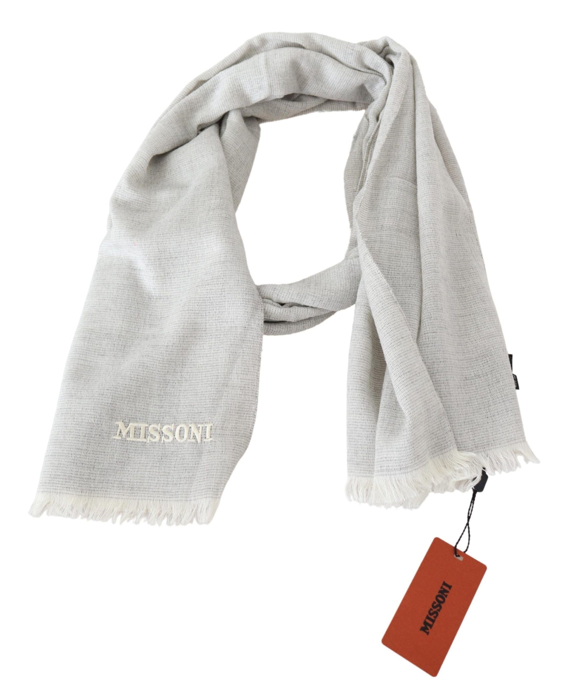 Missoni Elegant Wool Scarf with Signature Embroidery - KALAJ