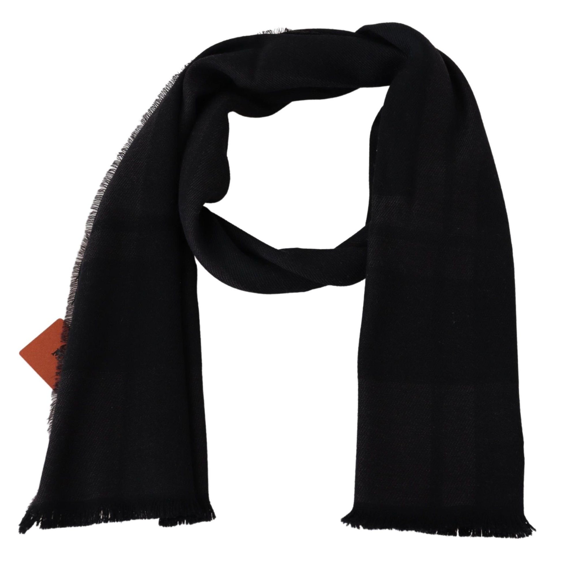 Missoni Elegant Black Wool Scarf with Logo Embroidery - KALAJ