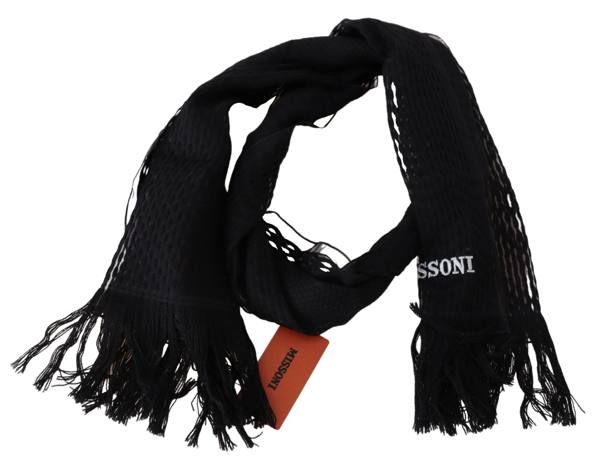 Missoni Elegant Wool Silk Unisex Black Scarf - KALAJ