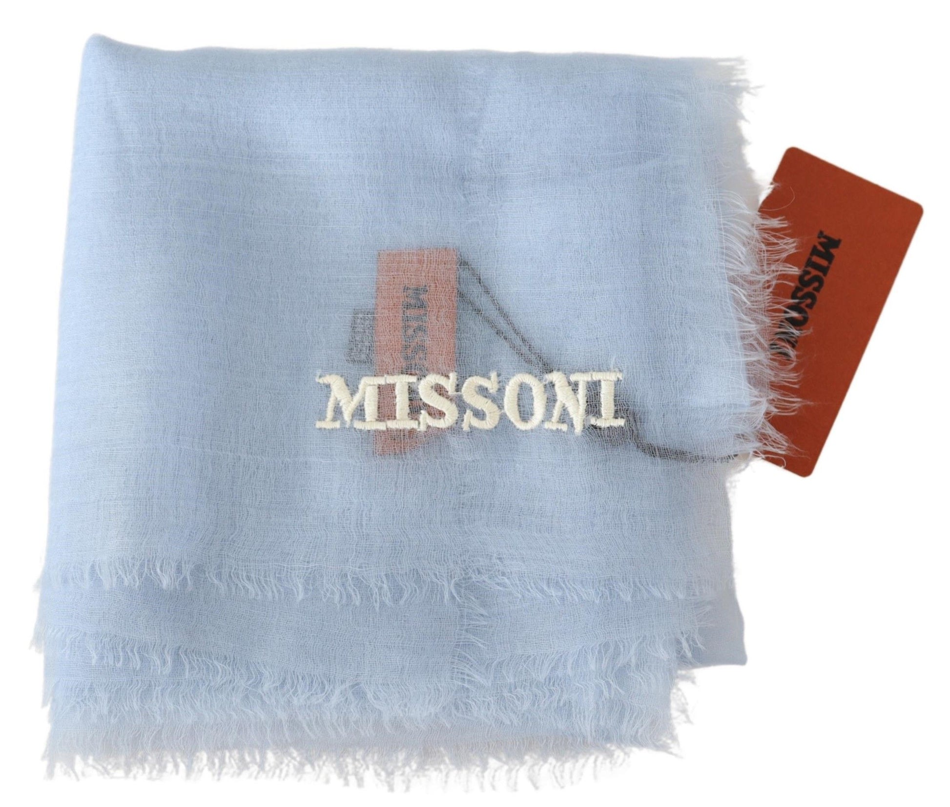 Missoni Elegant Light-Blue Cashmere Scarf with Fringes - KALAJ