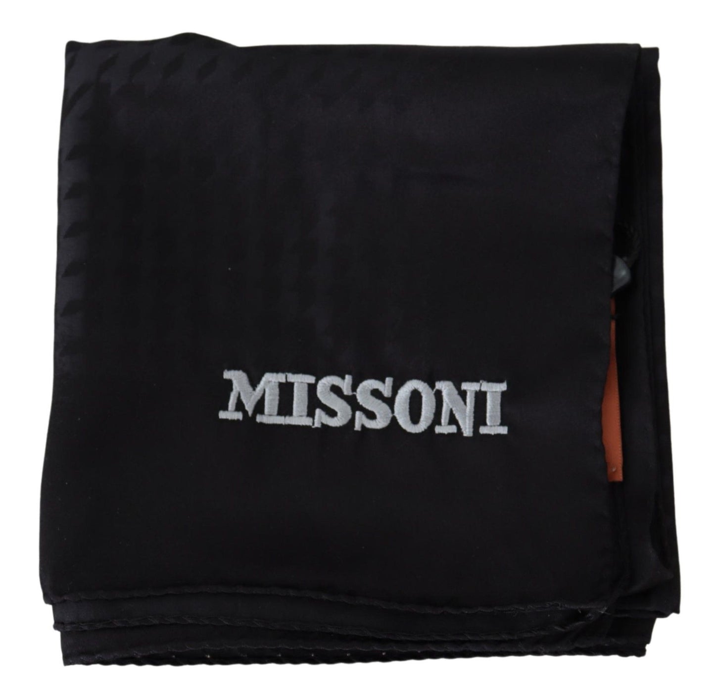 Missoni Elegant Black Wool Scarf with Embroidered Logo - KALAJ