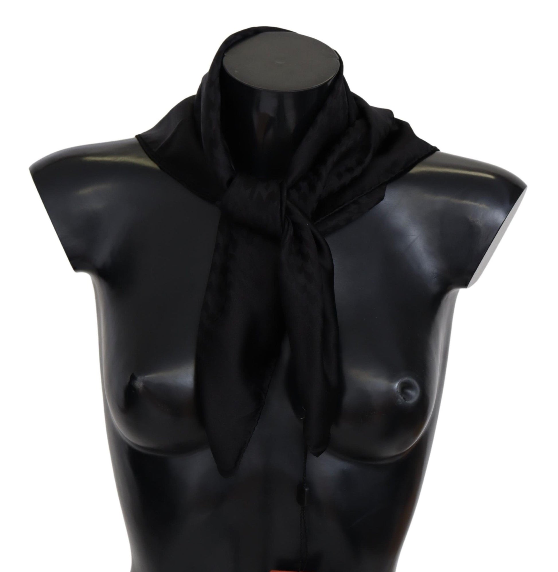 Missoni Elegant Black Wool Scarf with Embroidered Logo - KALAJ